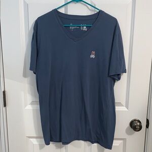 Psycho Bunny XL Dusty Blue Short Sleeve V-Neck Tee